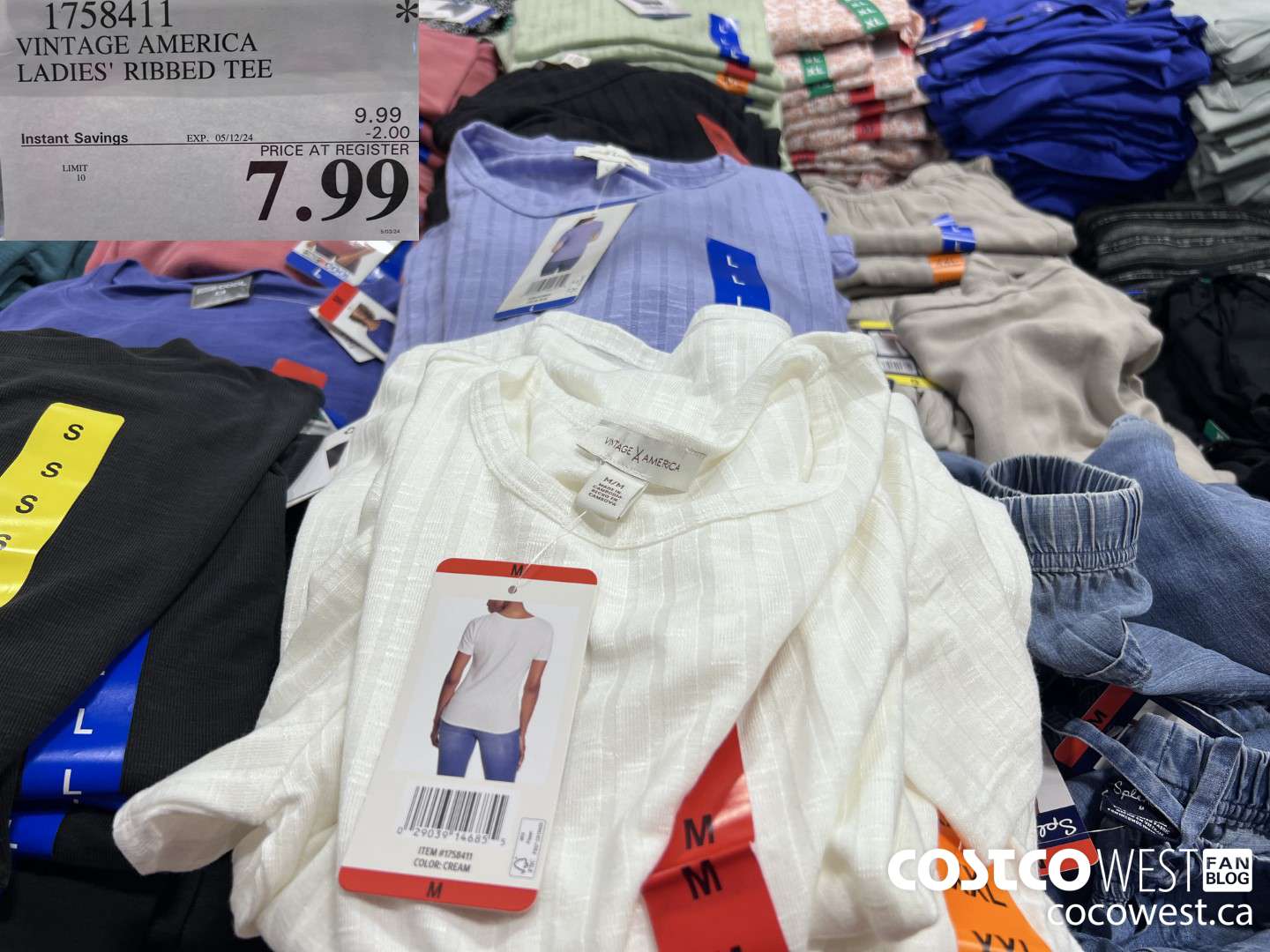 1758411 VINTAGE AMERICA LADIES' RIBBED TEE ($2.00 INSTANT SAVINGS EXPIRES ON 2024-05-12) $7.99