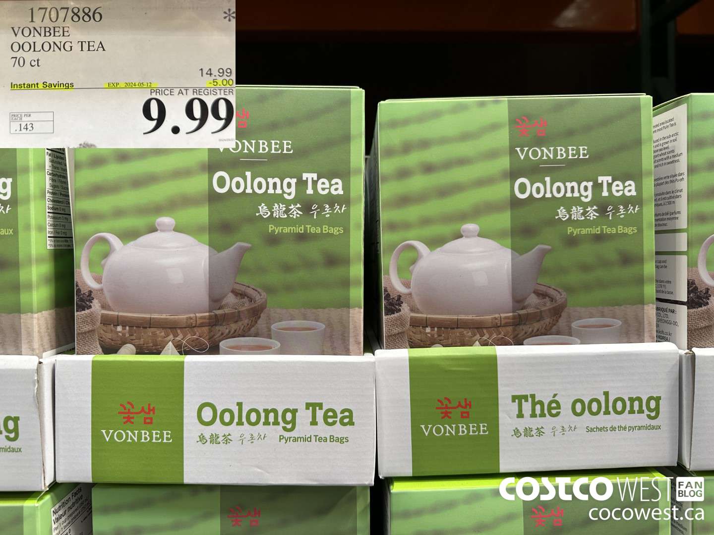 1707886 VONBEE OOLONG TEA 70 CT ($5.00 INSTANT SAVINGS EXPIRES ON 2024-05-12) $9.99