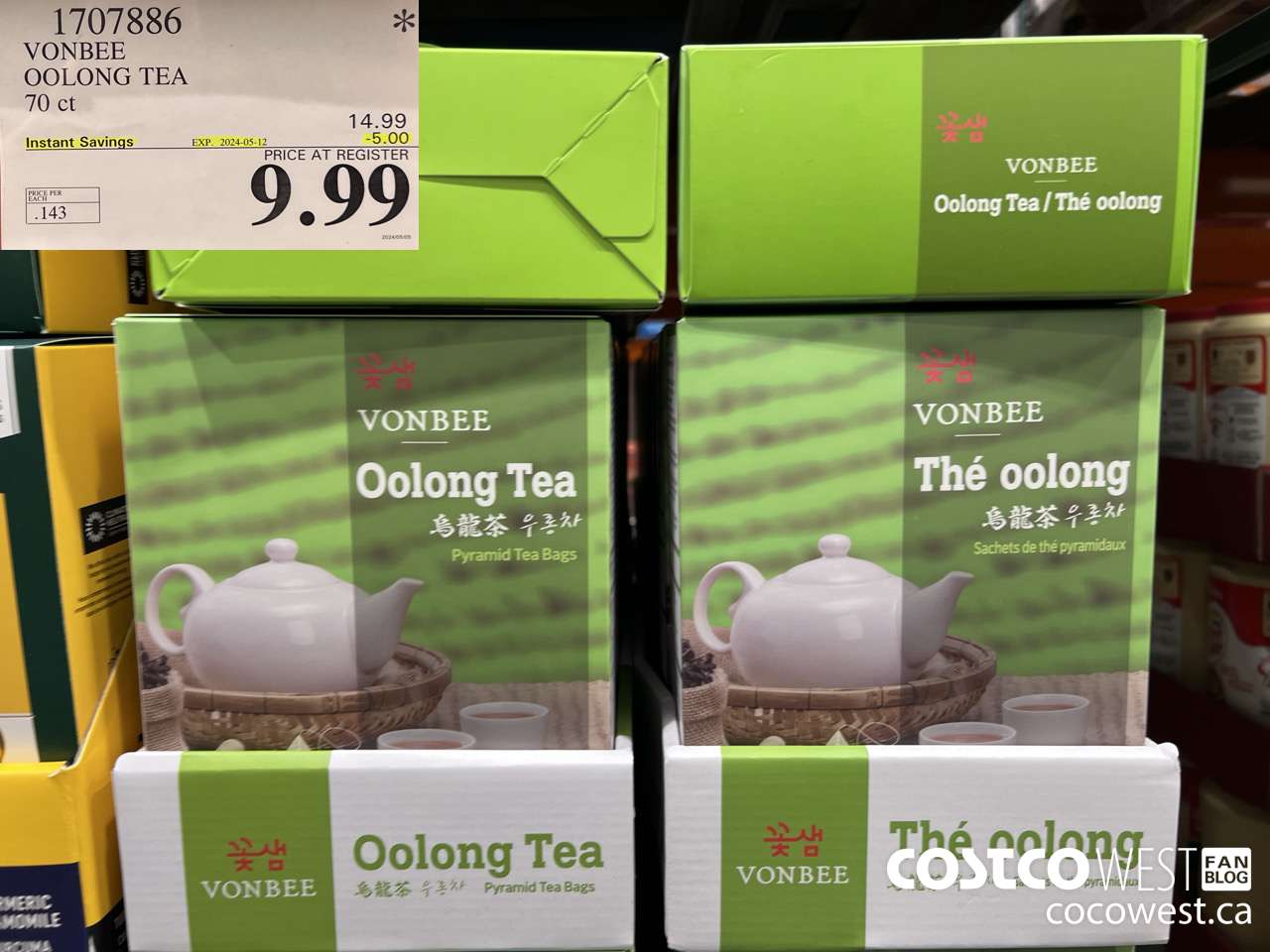 1707886 VONBEE OOLONG TEA 70 CT ($5.00 INSTANT SAVINGS EXPIRES ON 2024-05-12) $9.99