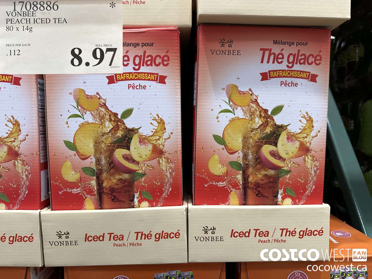 1708886 VONBEE PEACH ICED TEA 80 X 14G $8.97