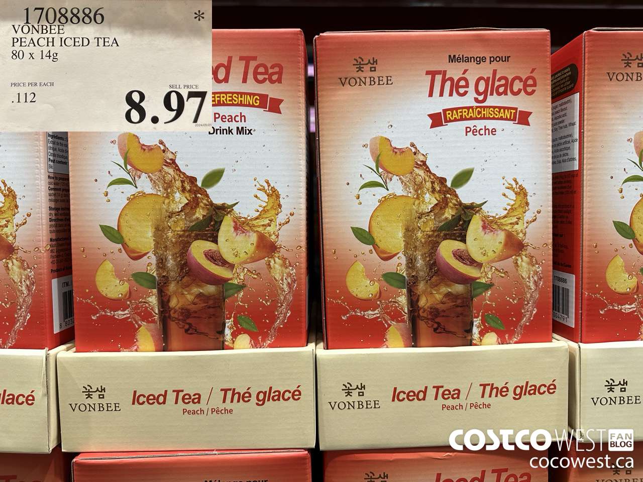 1708886 VONBEE PEACH ICED TEA 80 X 14G $8.97