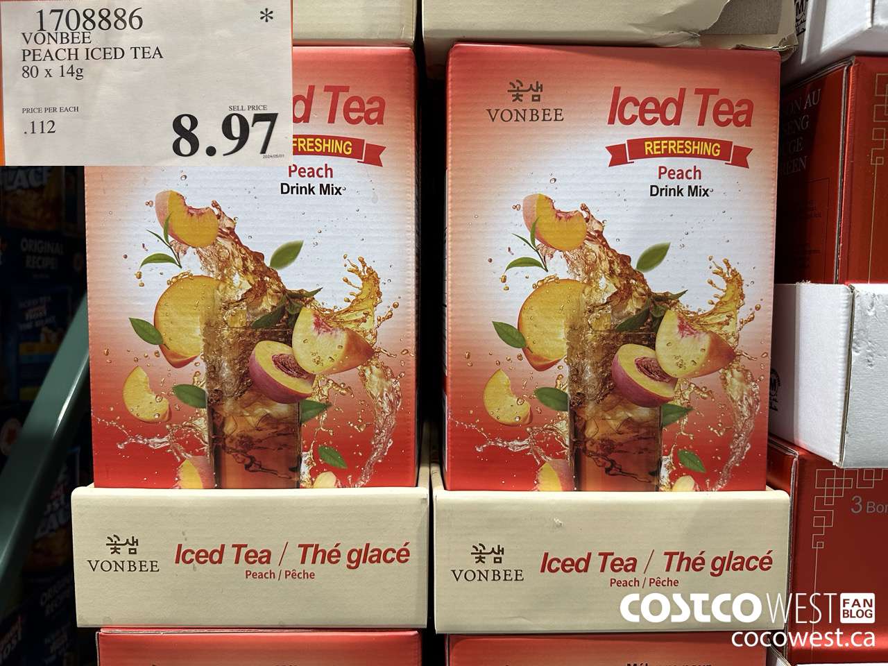 1708886 VONBEE PEACH ICED TEA 80 X 14G $8.97