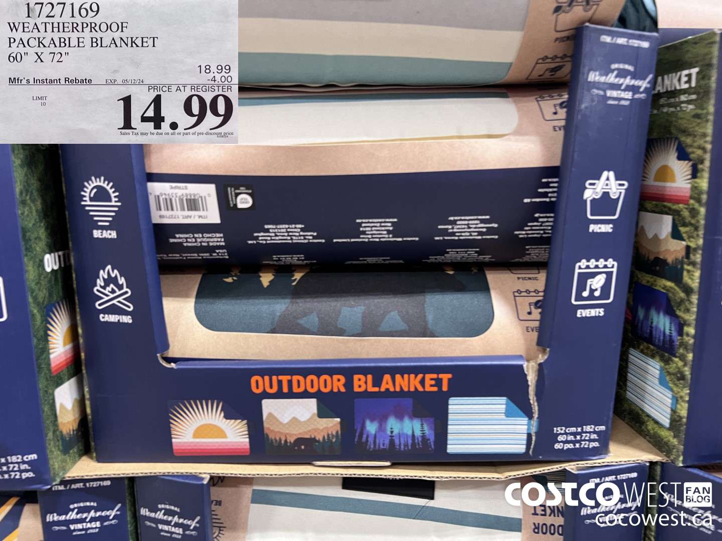 1727169 WEATHERPROOF PACKABLE BLANKET 60