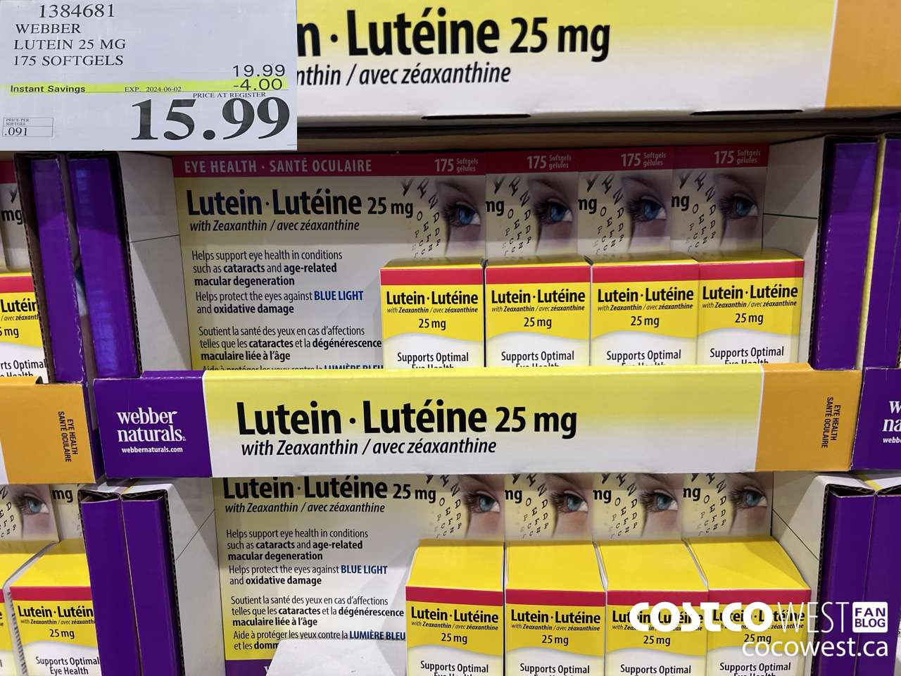 1384681 WEBBER LUTEIN 25 MG 175 SOFTGELS ($4.00 INSTANT SAVINGS EXPIRES ON 2024-06-02) $15.99