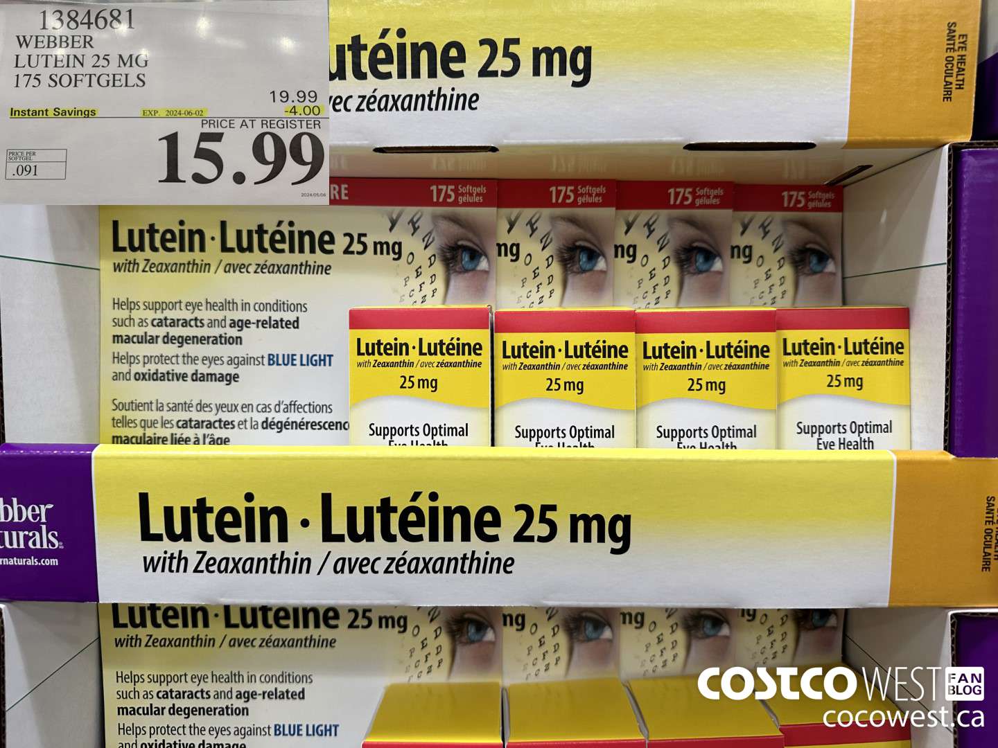 1384681 WEBBER LUTEIN 25 MG 175 SOFTGELS ($4.00 INSTANT SAVINGS EXPIRES ON 2024-06-02) $15.99