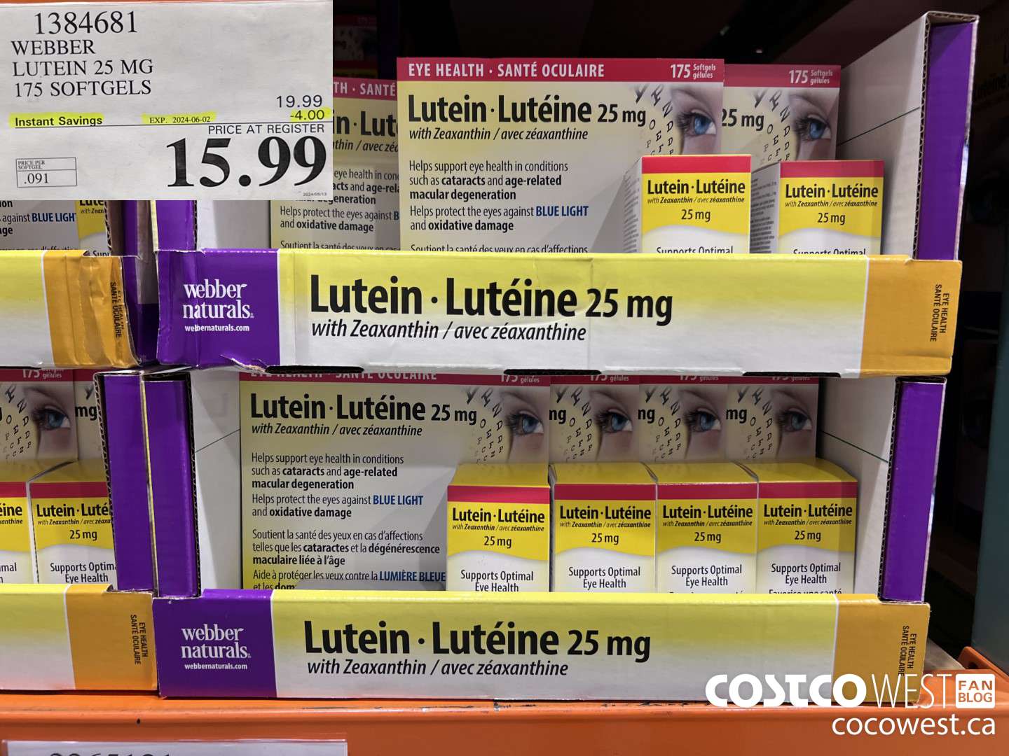 1384681 WEBBER LUTEIN 25 MG 175 SOFTGELS ($4.00 INSTANT SAVINGS EXPIRES ON 2024-06-02) $15.99