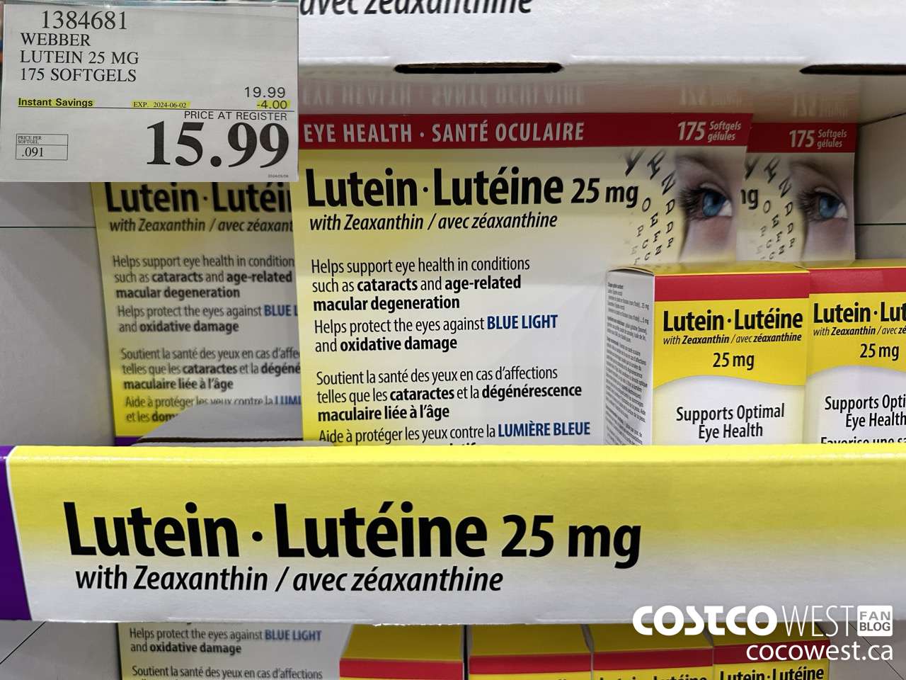 1384681 WEBBER LUTEIN 25 MG 175 SOFTGELS ($4.00 INSTANT SAVINGS EXPIRES ON 2024-06-02) $15.99