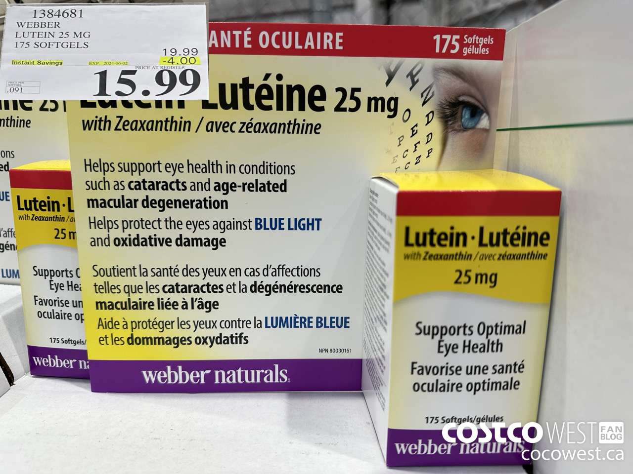 1384681 WEBBER LUTEIN 25 MG 175 SOFTGELS ($4.00 INSTANT SAVINGS EXPIRES ON 2024-06-02) $15.99