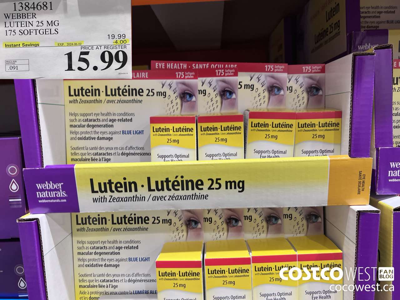 1384681 WEBBER LUTEIN 25 MG 175 SOFTGELS ($4.00 INSTANT SAVINGS EXPIRES ON 2024-06-02) $15.99