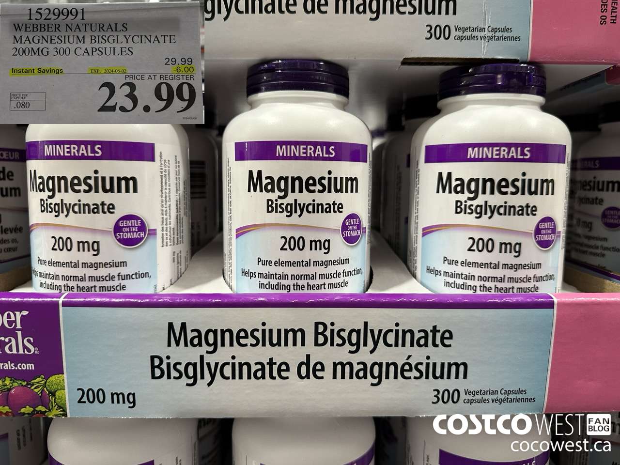 1529991 WEBBER NATURALS MAGNESIUM BISGLYCINATE 200MG 300 CAPSULES ($6.00 INSTANT SAVINGS EXPIRES ON 2024-06-02) $23.99