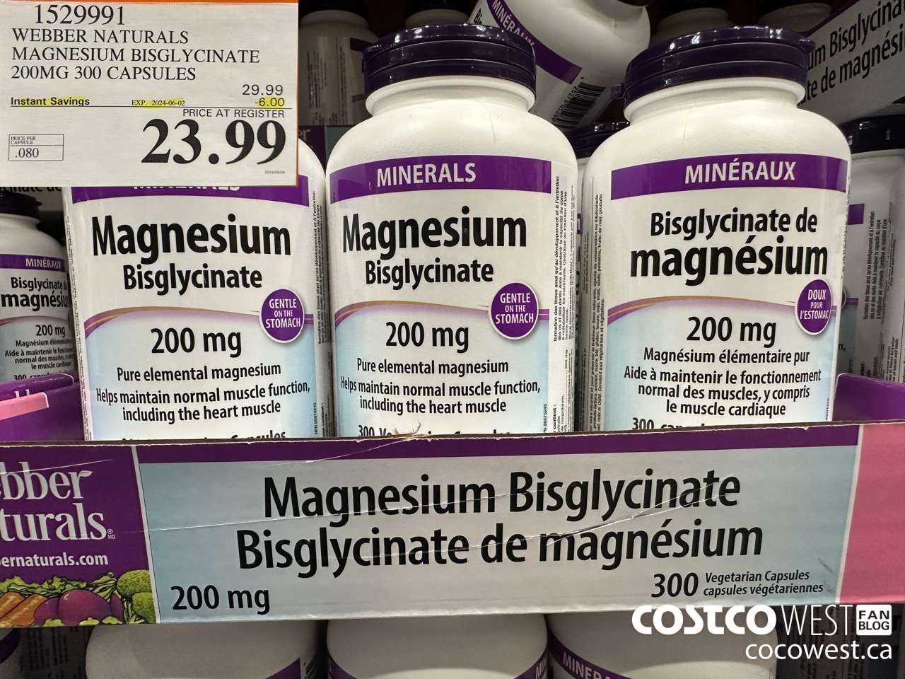 1529991 WEBBER NATURALS MAGNESIUM BISGLYCINATE 200MG 300 CAPSULES ($6.00 INSTANT SAVINGS EXPIRES ON 2024-06-02) $23.99