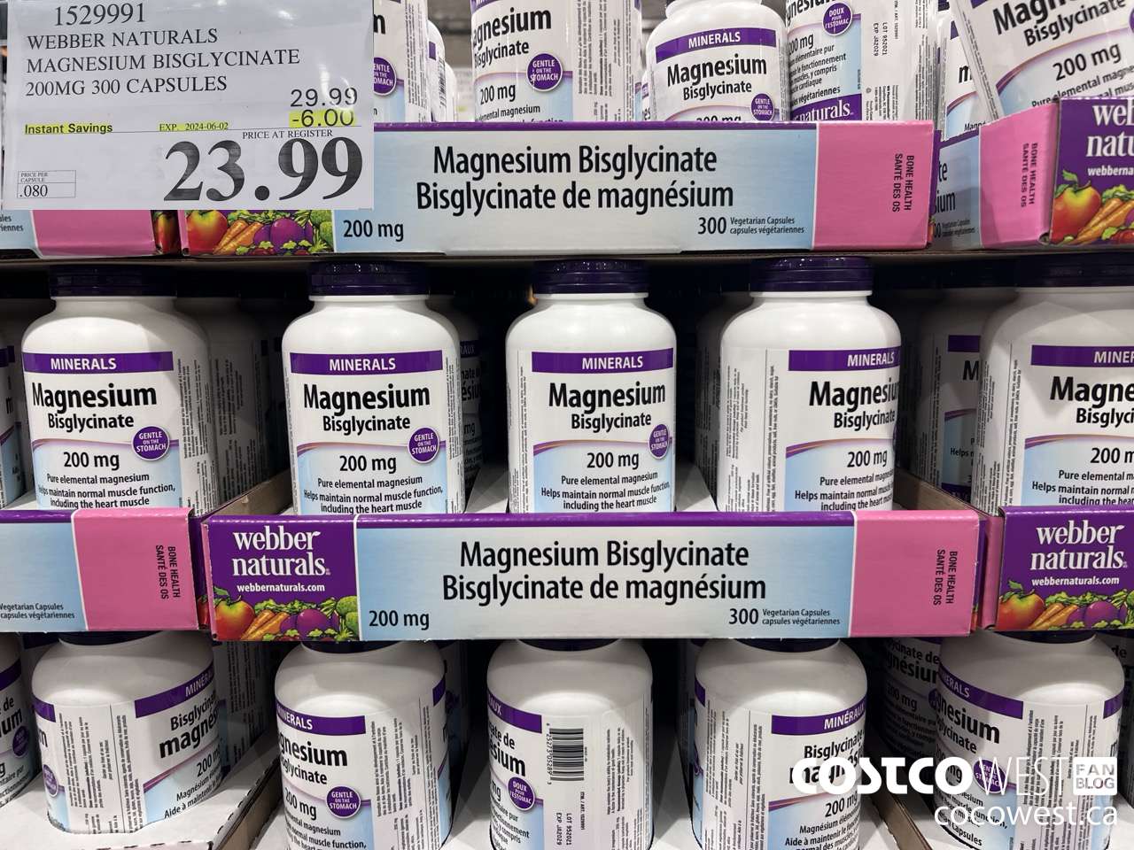1529991 WEBBER NATURALS MAGNESIUM BISGLYCINATE 200MG 300 CAPSULES ($6.00 INSTANT SAVINGS EXPIRES ON 2024-06-02) $23.99