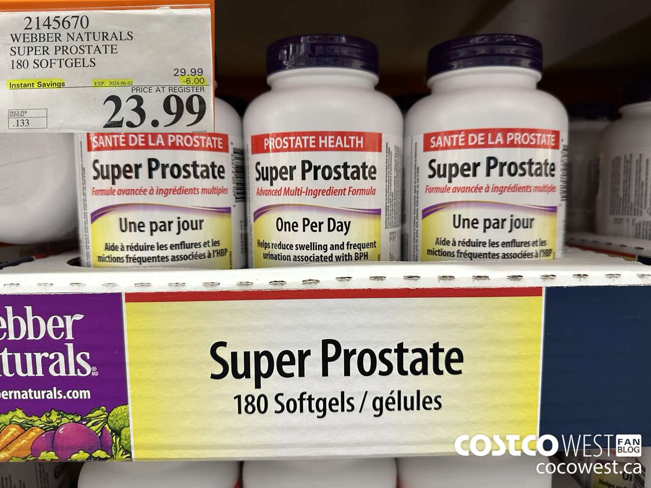 2145670 WEBBER NATURALS SUPER PROSTATE ADVANCED FORMULA 180 SOFTGELS ($6.00 INSTANT SAVINGS EXPIRES ON 2024-06-02) $23.99