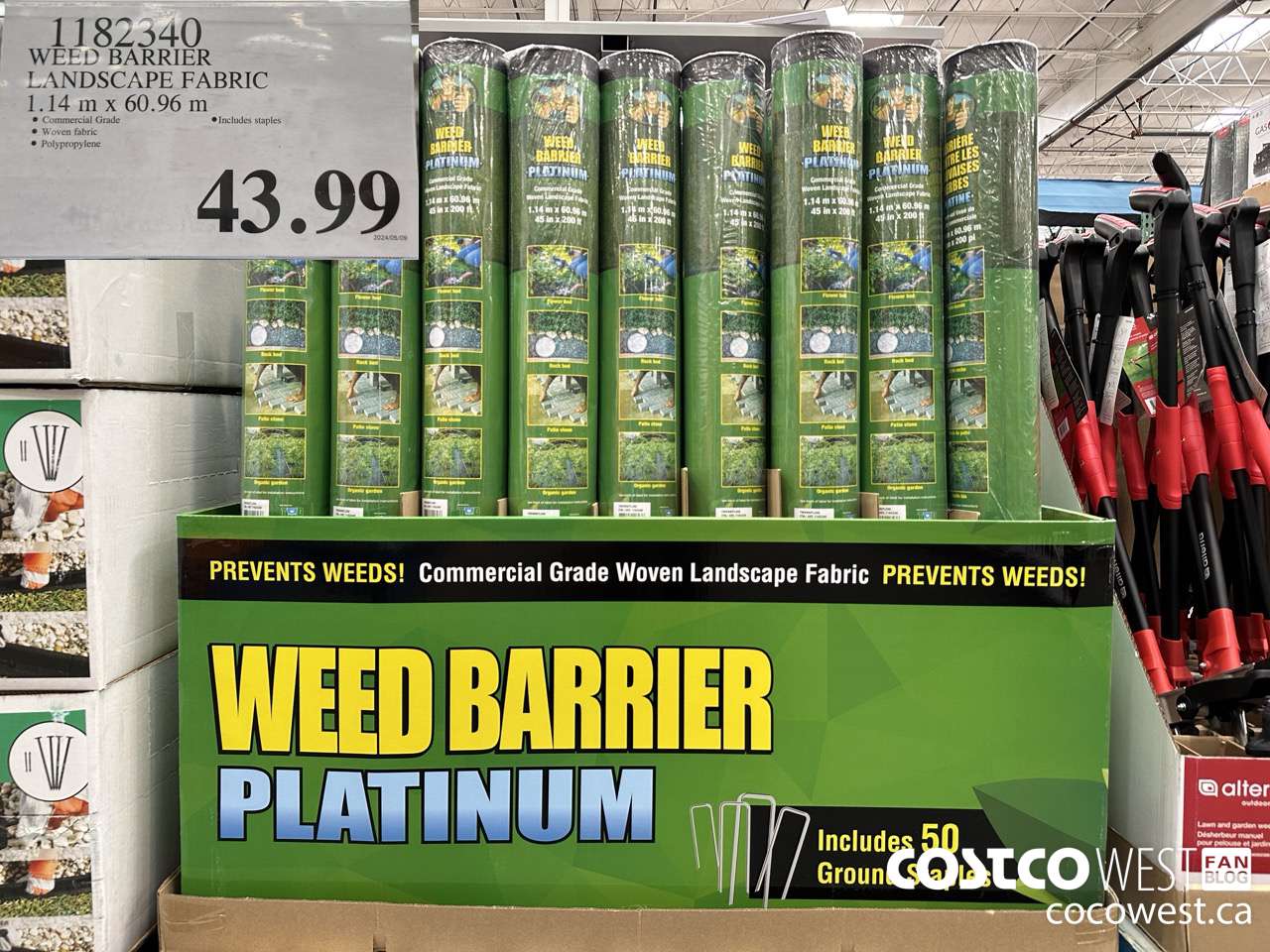 1182340 WEED BARRIER LANDSCAPE FABRIC 1.14M X 60.96M $43.99