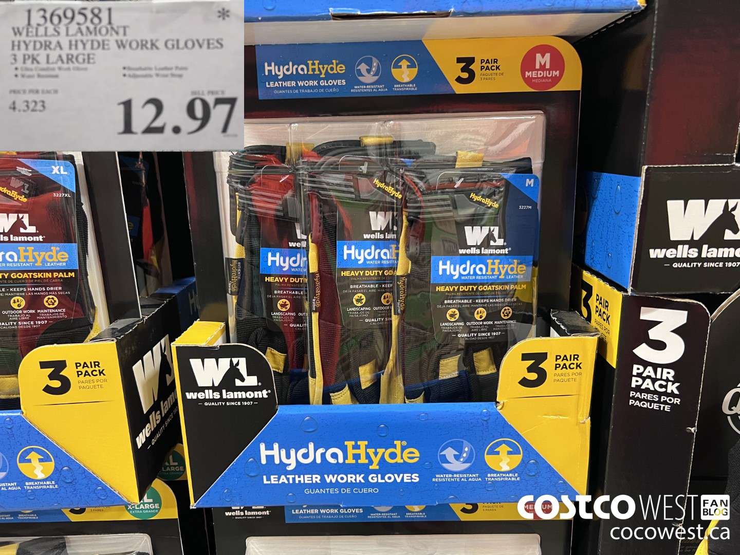 1369581 WELLS LAMONT HYDRA HYDE WORK GLOVES 3 PK LARGE $12.97