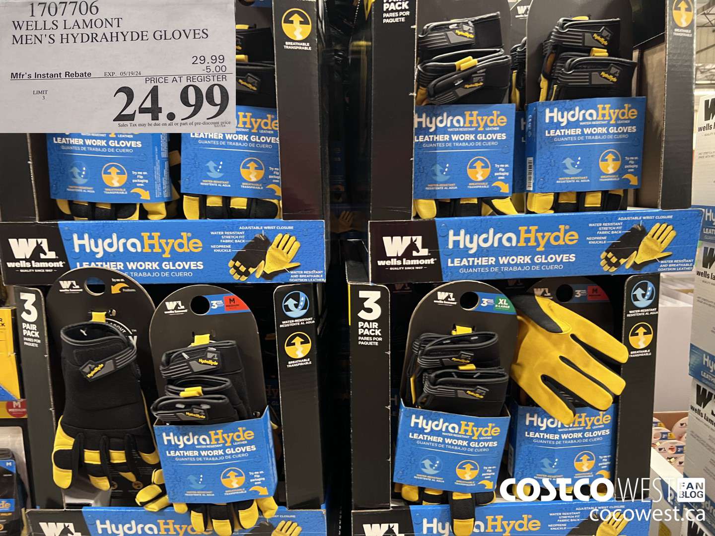 1707706 WELLS LAMONT MEN'S HYDRAHYDE GLOVES ($5.00 INSTANT SAVINGS EXPIRES ON 2024-05-19) $24.99