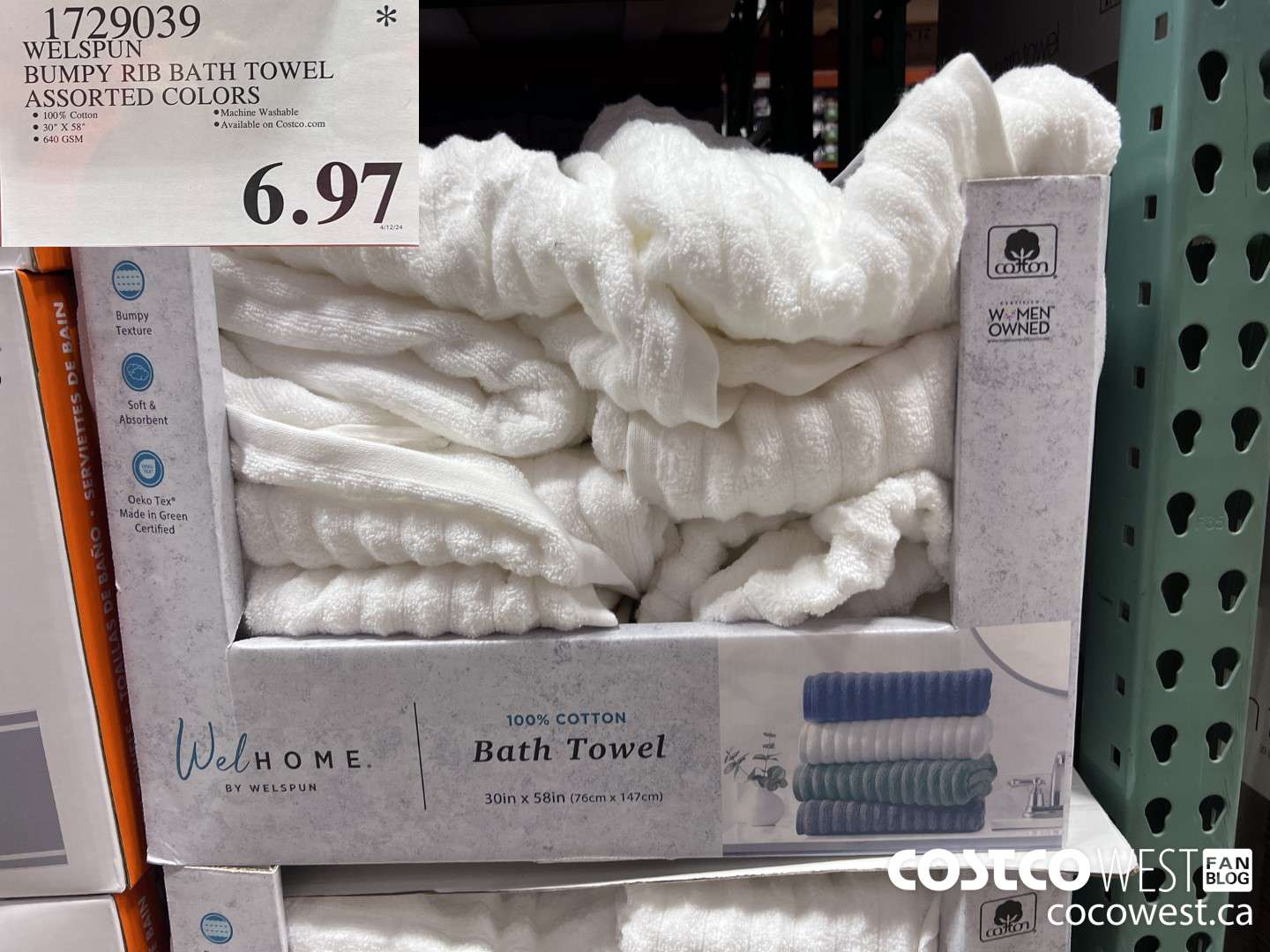 1729039 WELSPUN BUMBY RIB BATH TOWEL ASSORTED COLORS $6.97