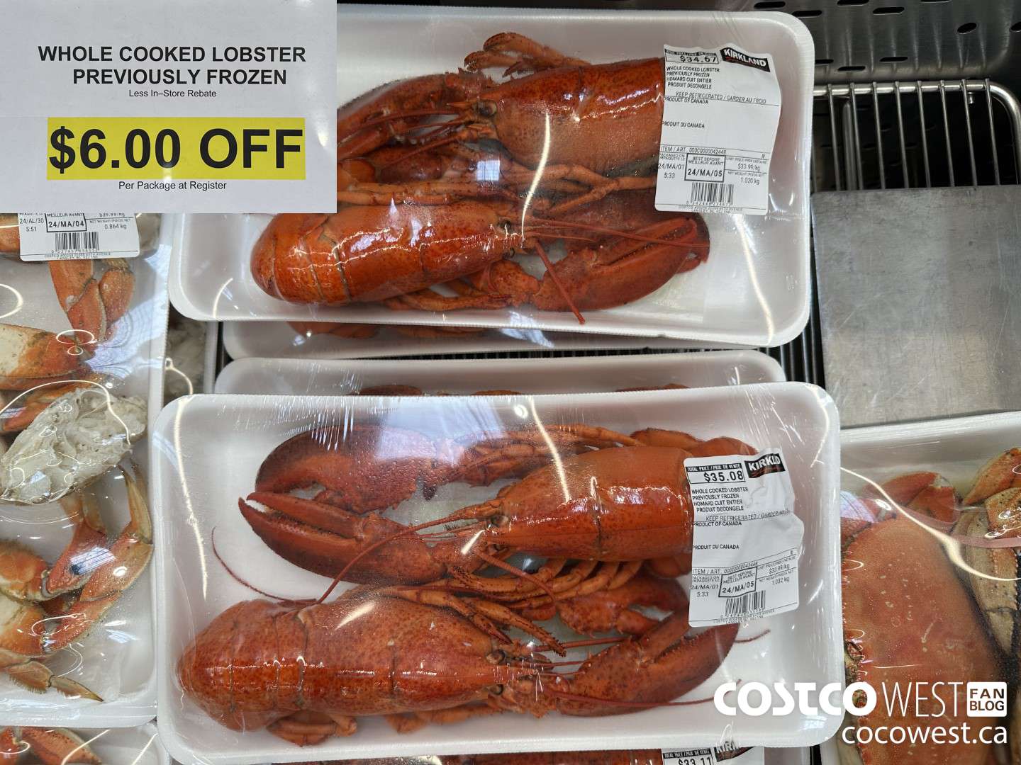 42448 WHOLE COOKED LOBSTER PREVIOUSLY FROZEN ($6.00 INSTANT SAVINGS)