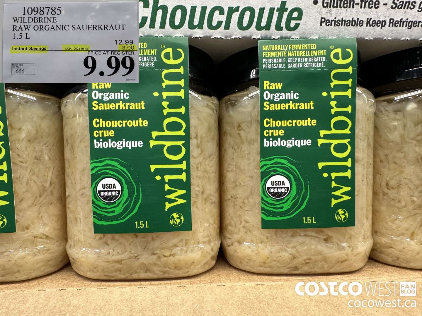 1098785 WILDBRINE RAW ORGANIC SAUERKRAUT 1.5L ($3.00 INSTANT SAVINGS EXPIRES ON 2024-05-05) $9.99