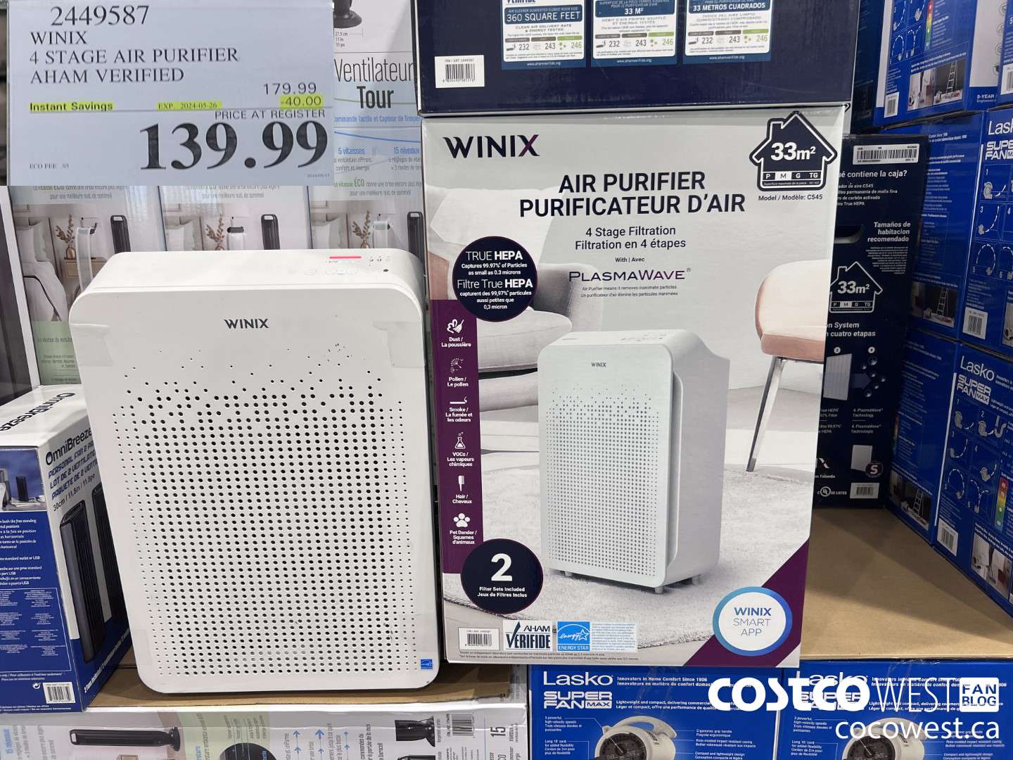 2449587 WINIX 4 STAGE AIR PURIFIER AHAM VERIFIED ($40.00 INSTANT SAVINGS EXPIRES ON 2024-05-26) $139.99