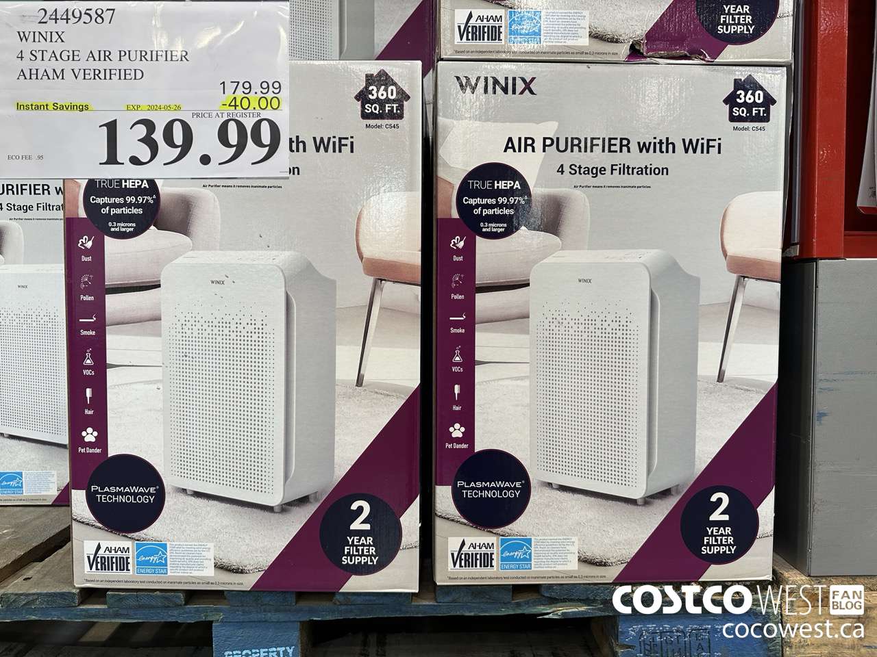 2449587 WINIX 4 STAGE AIR PURIFIER AHAM VERIFIED ($40.00 INSTANT SAVINGS EXPIRES ON 2024-05-26) $139.99