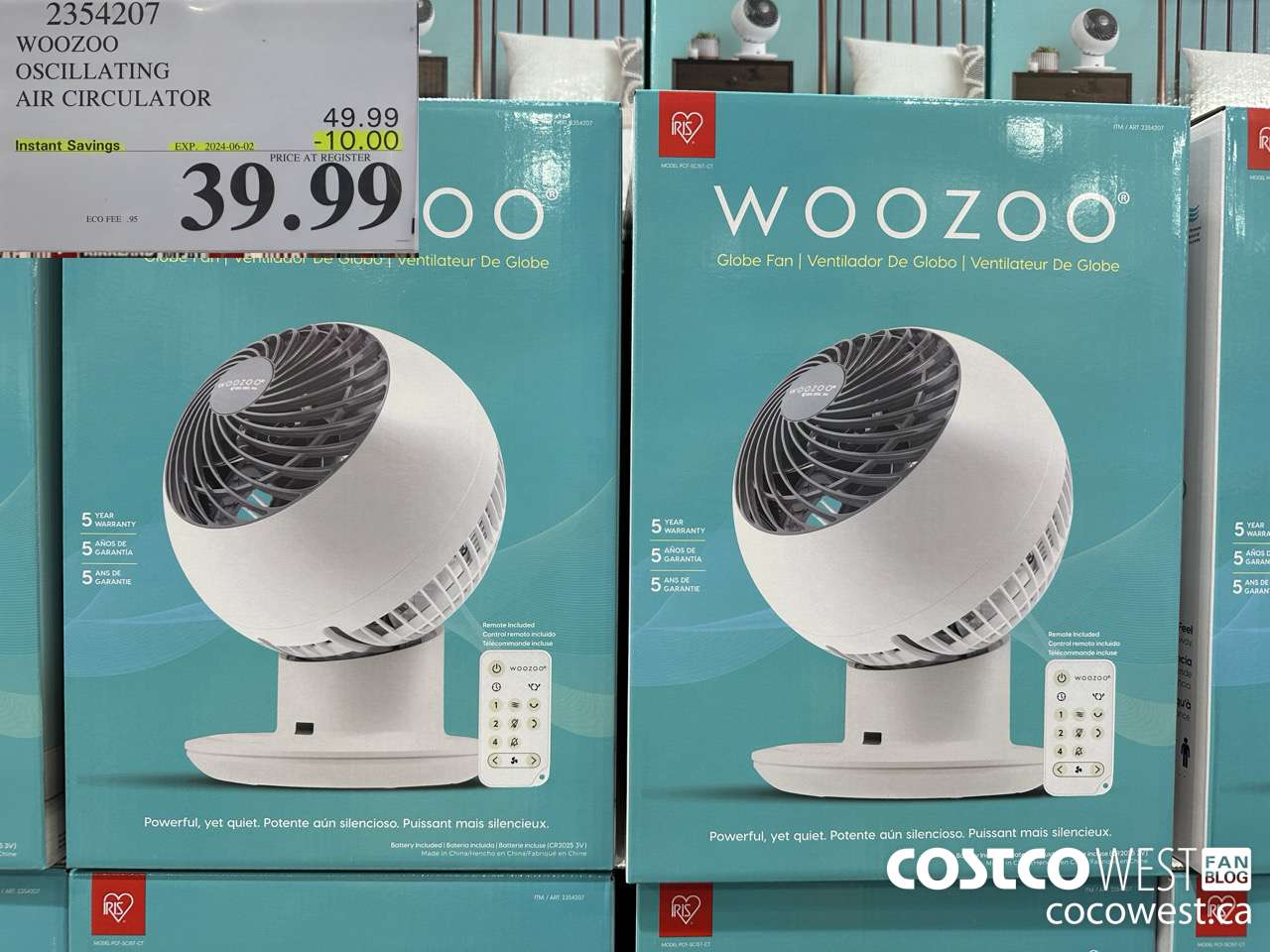2354207 WOOZOO OSCILLATING AIR CIRCULATOR ($10.00 INSTANT SAVINGS EXPIRES ON 2024-06-02) $39.99
