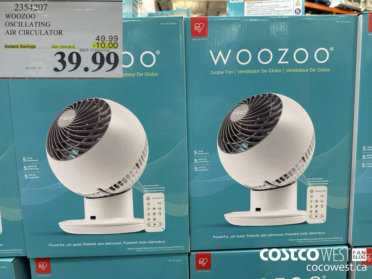 2354207 WOOZOO OSCILLATING AIR CIRCULATOR ($10.00 INSTANT SAVINGS EXPIRES ON 2024-06-02) $39.99