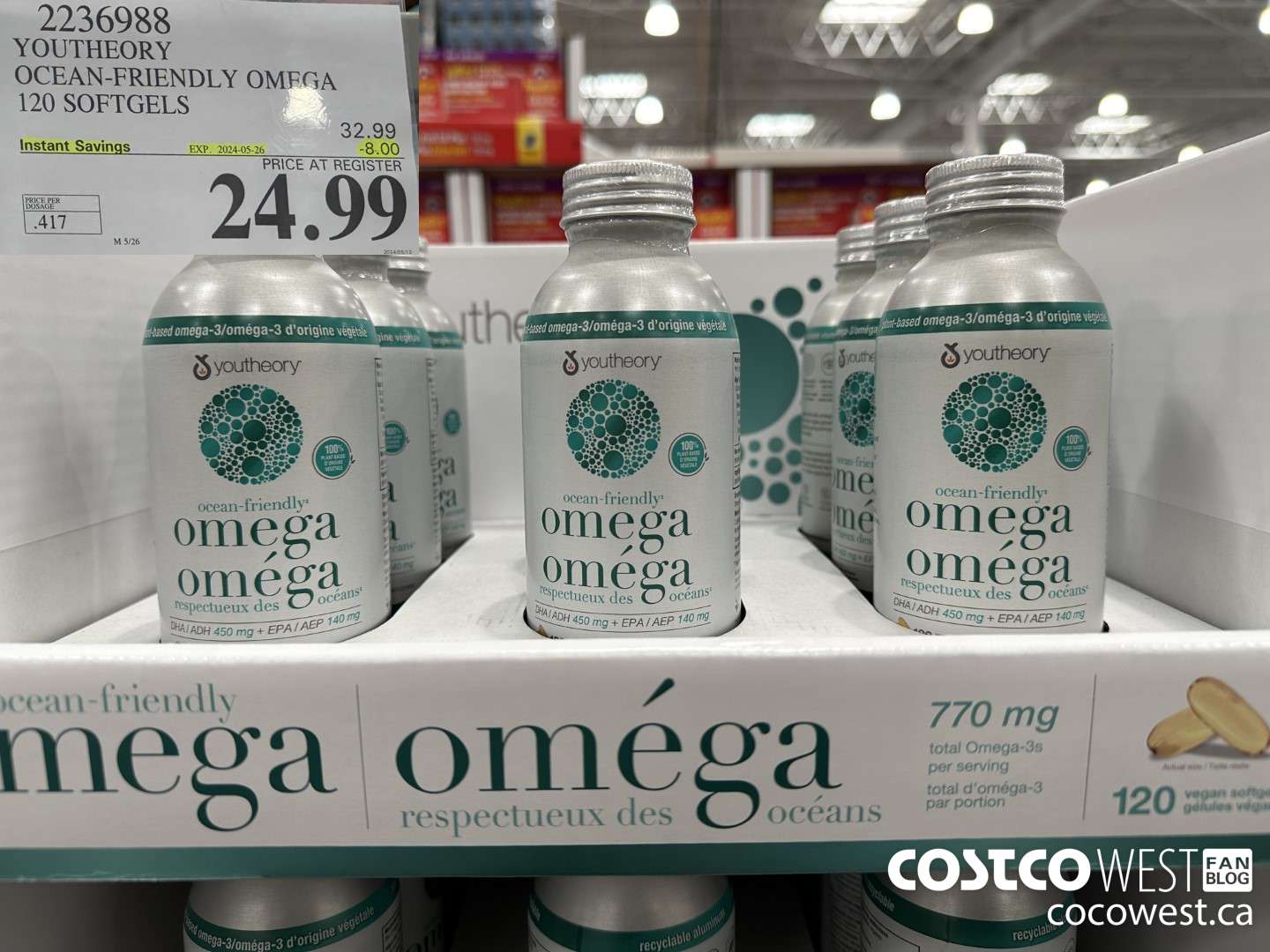 2236988 YOUTHEORY OCEAN-FRIENDLY OMEGA 120 SOFTGELS ($8.00 INSTANT SAVINGS EXPIRES ON 2024-05-26) $24.99