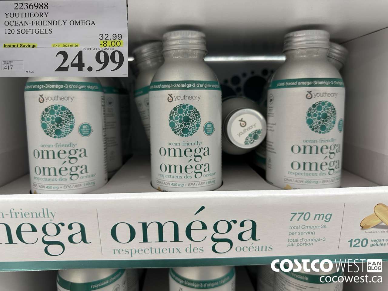 2236988 YOUTHEORY OCEAN-FRIENDLY OMEGA 120 SOFTGELS ($8.00 INSTANT SAVINGS EXPIRES ON 2024-05-26) $24.99