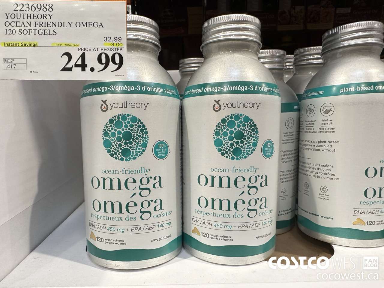 2236988 YOUTHEORY OCEAN-FRIENDLY OMEGA 120 SOFTGELS ($8.00 INSTANT SAVINGS EXPIRES ON 2024-05-26) $24.99