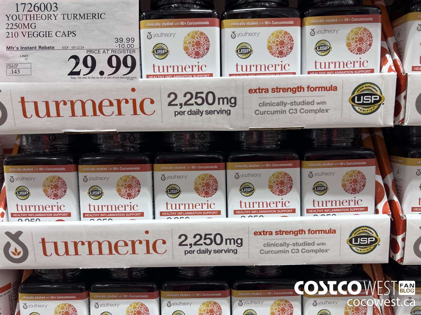 1726003 YOUTHEORY TUMERIC 2250MG 210 VEGGIE CAPS ($10.00 INSTANT SAVINGS EXPIRES ON 2024-05-12) $29.99