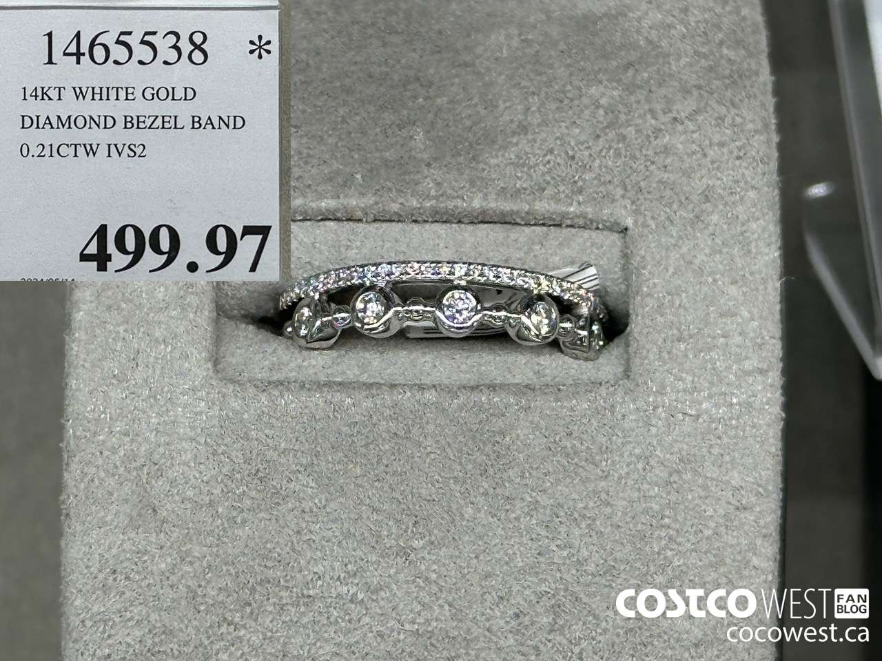 1465538 14KT WHITE GOLD DIAMOND BEZEL BAND 0.21CTW IVS2 $499.97