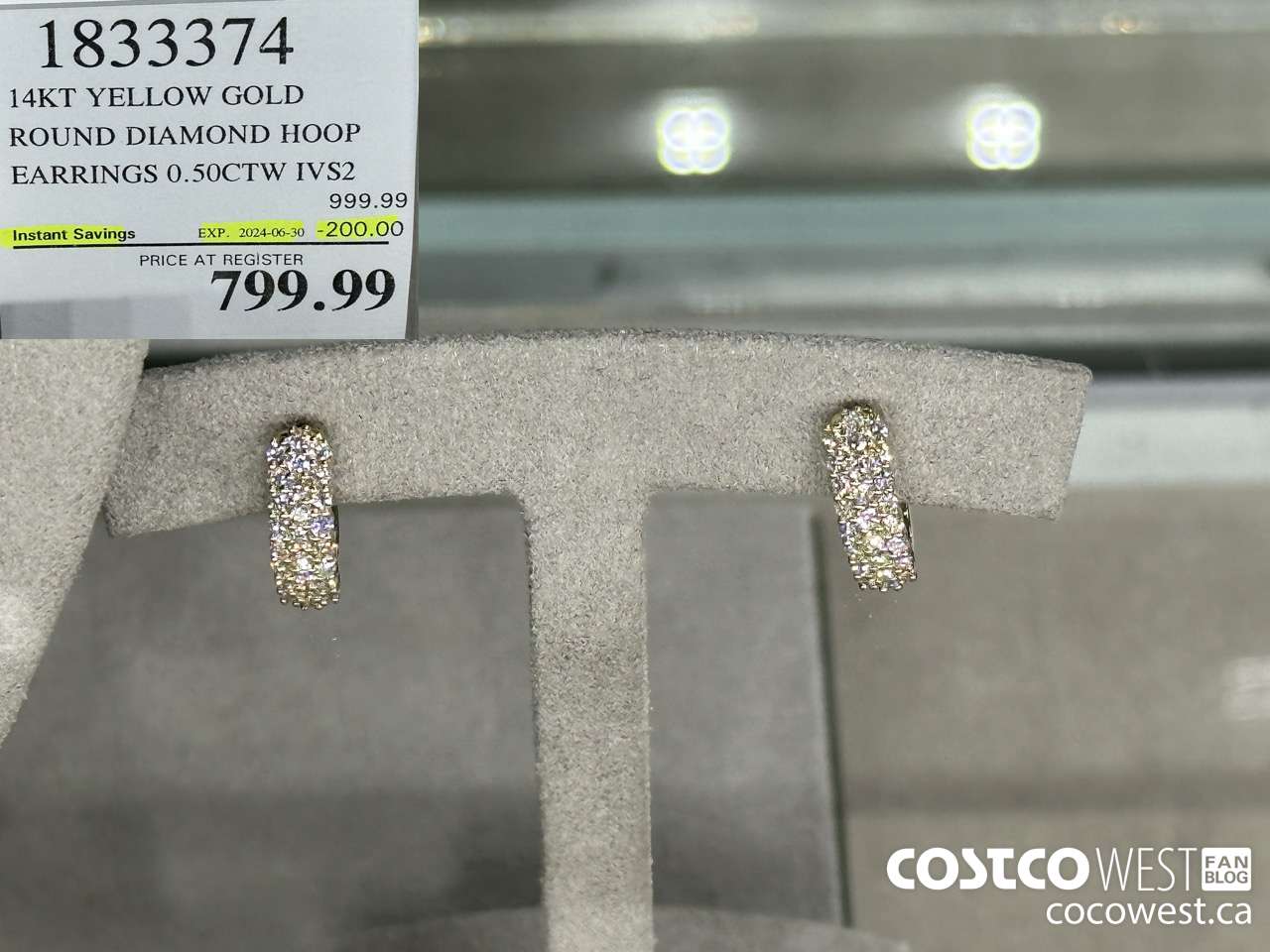 1833374 14KT YELLOW GOLD ROUND DIAMOND HOOP ROUND DIAMOND HOOP EARRINGS 0.50CTW IVS2 ($200.00 INSTANT SAVINGS EXPIRES ON 2024-06-30) $799.99