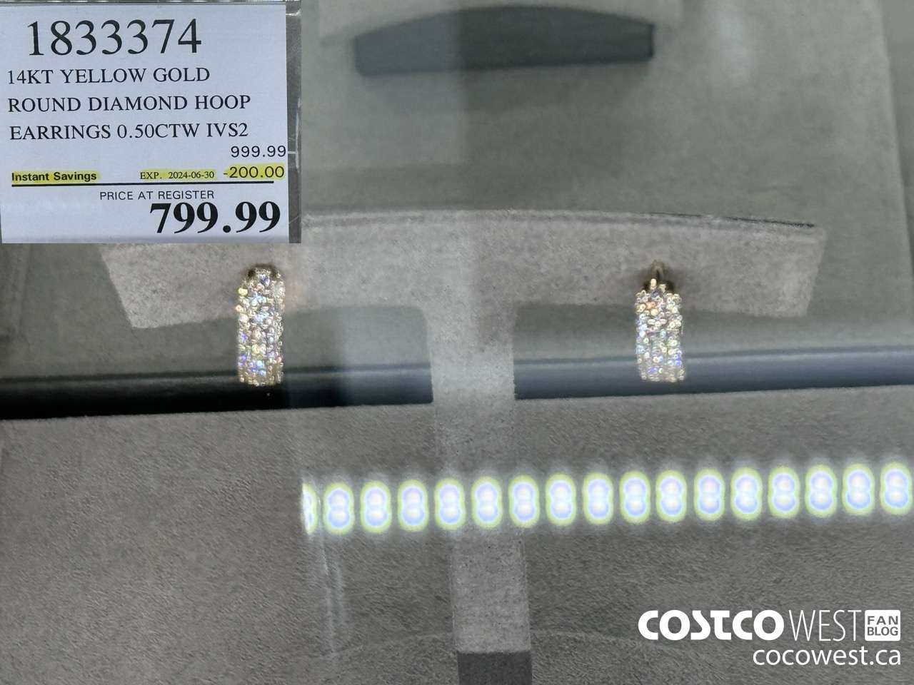 1833374 14KT YELLOW GOLD ROUND DIAMOND HOOP ROUND DIAMOND HOOP EARRINGS 0.50CTW IVS2 ($200.00 INSTANT SAVINGS EXPIRES ON 2024-06-30) $799.99