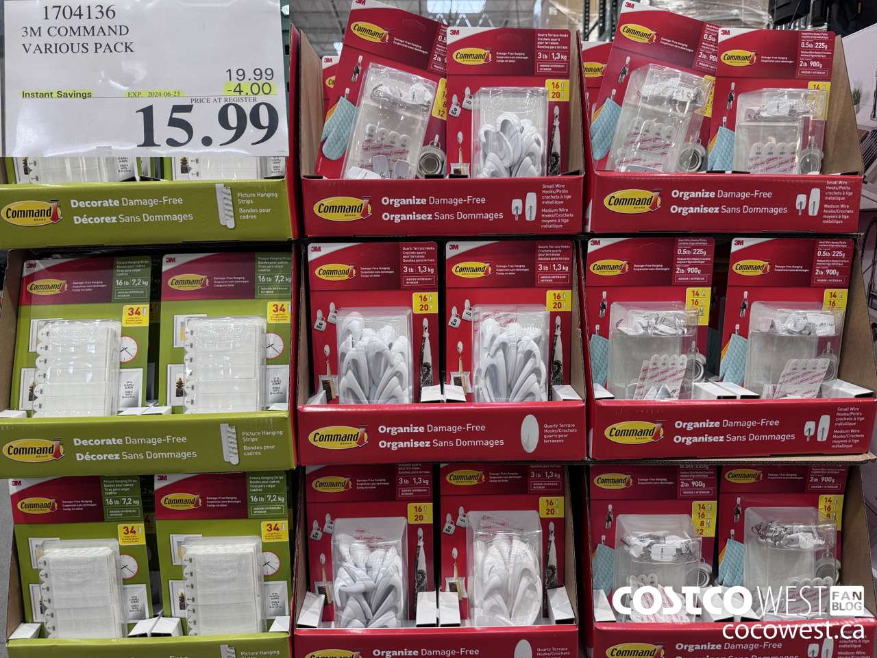 1704136 3M COMMAND VARIOUS PACK ($4.00 INSTANT SAVINGS EXPIRES ON 2024-06-23) $15.99