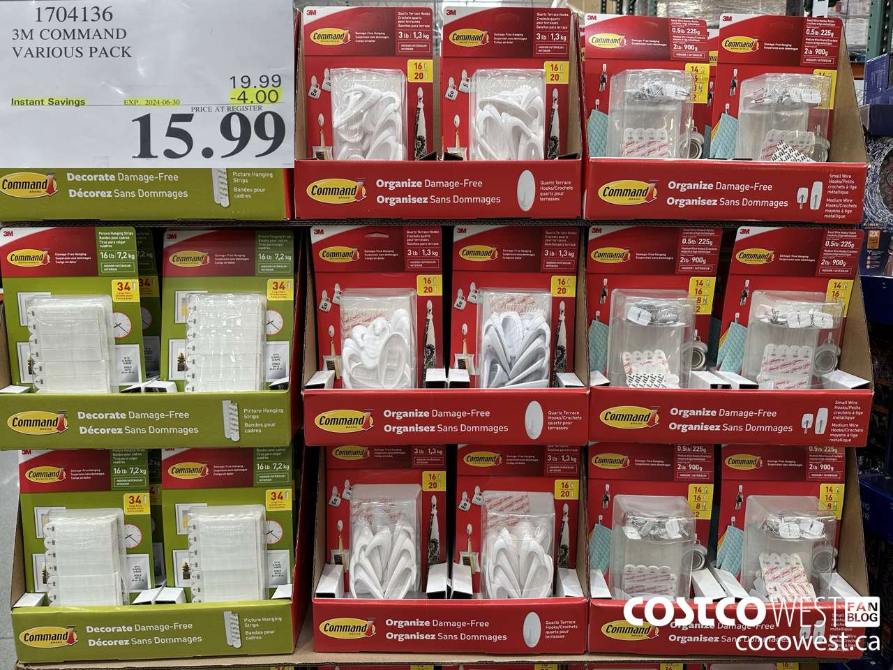 1704136 3M COMMAND VARIOUS PACK ($4.00 INSTANT SAVINGS EXPIRES ON 2024-06-30) $15.99