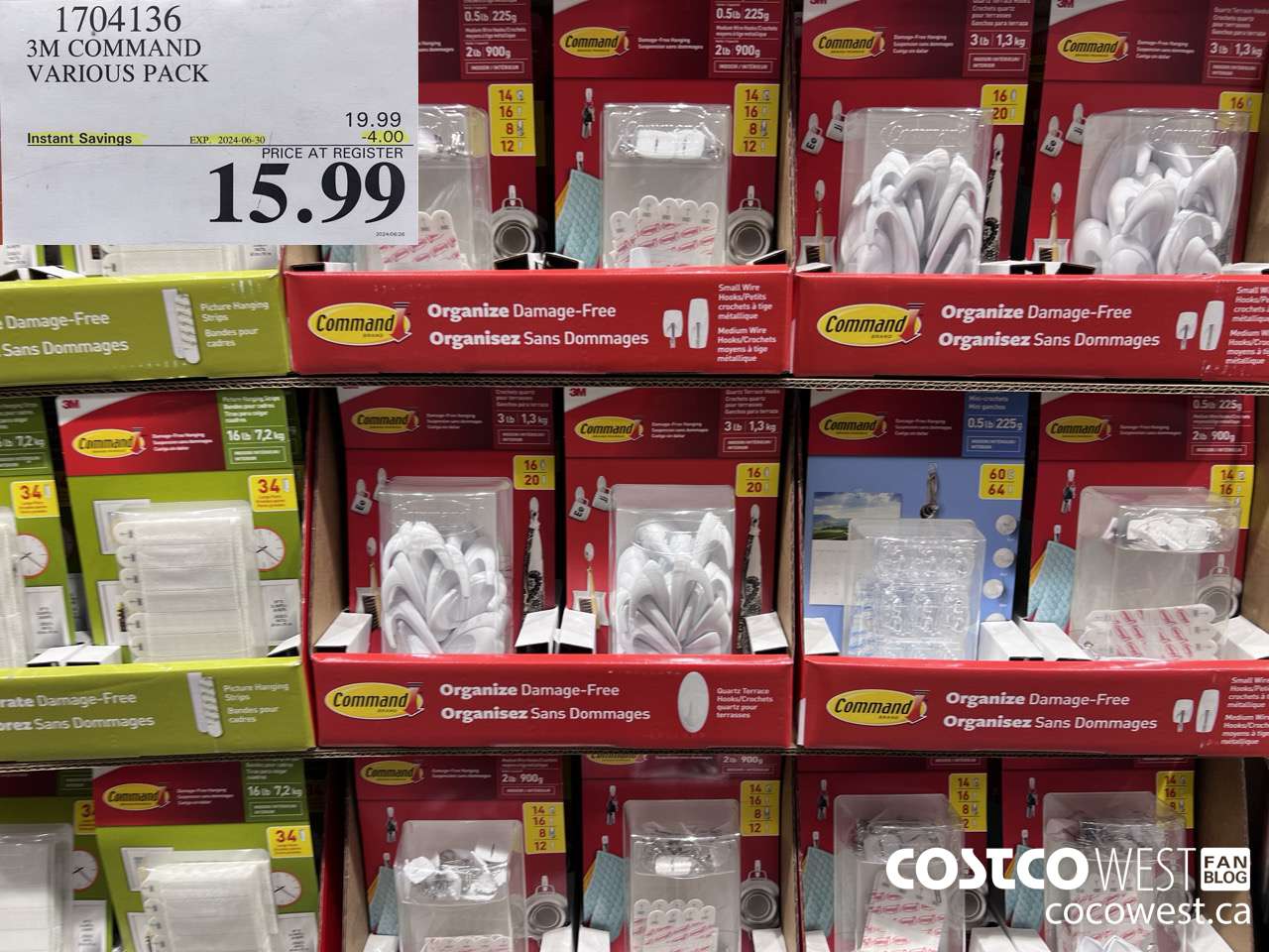 1704136 3M COMMAND VARIOUS PACK ($4.00 INSTANT SAVINGS EXPIRES ON 2024-06-30) $15.99