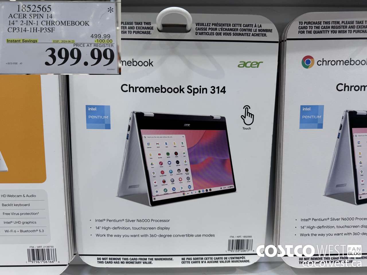 1852565 ACER SPIN 14 14-IN CHROMEBOOK CP314-1H-P3SF ($100.00 INSTANT SAVINGS EXPIRES ON 2024-06-23) $399.99