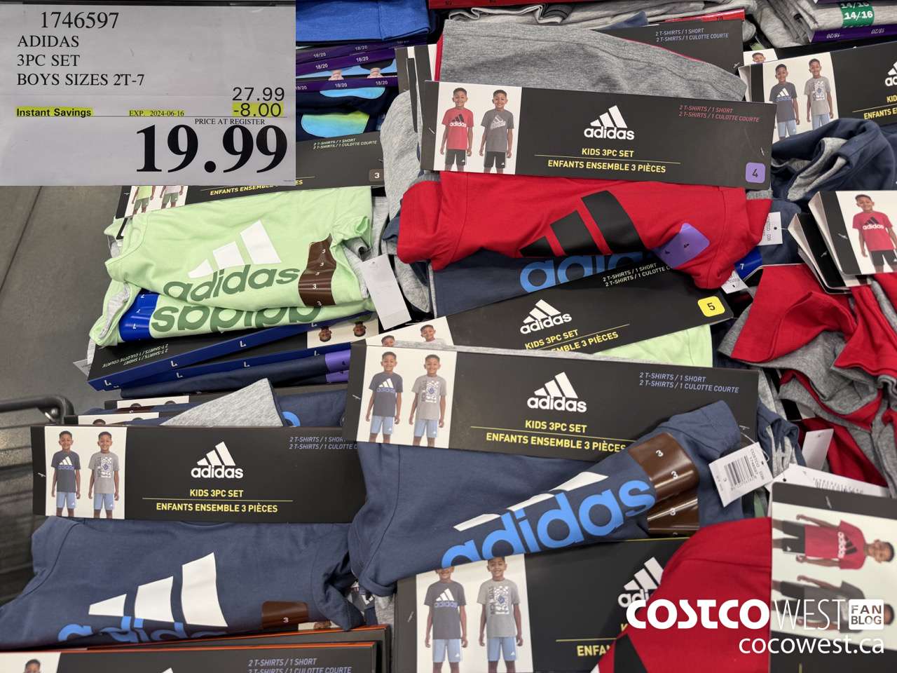 1746597 ADIDAS 3PC SET BOYS SIZES 2T-7 ($8.00 INSTANT SAVINGS EXPIRES ON 2024-06-16) $19.99