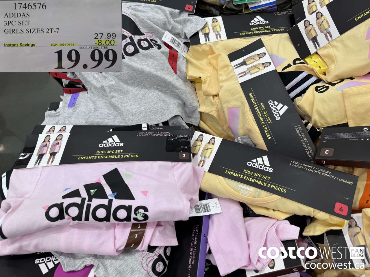 1746576 ADIDAS 3PC SET GIRLS SIZES 2T-7 ($8.00 INSTANT SAVINGS EXPIRES ON 2024-06-16) $19.99