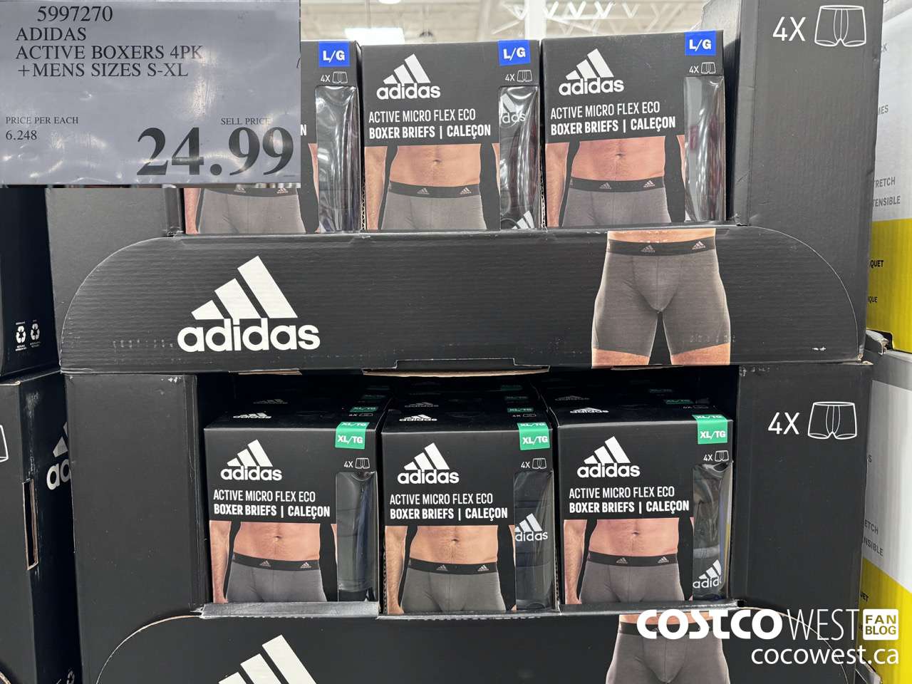 5997270 ADIDAS ACTIVE BOXERS 4PK MENS SIZES S-XL $24.99