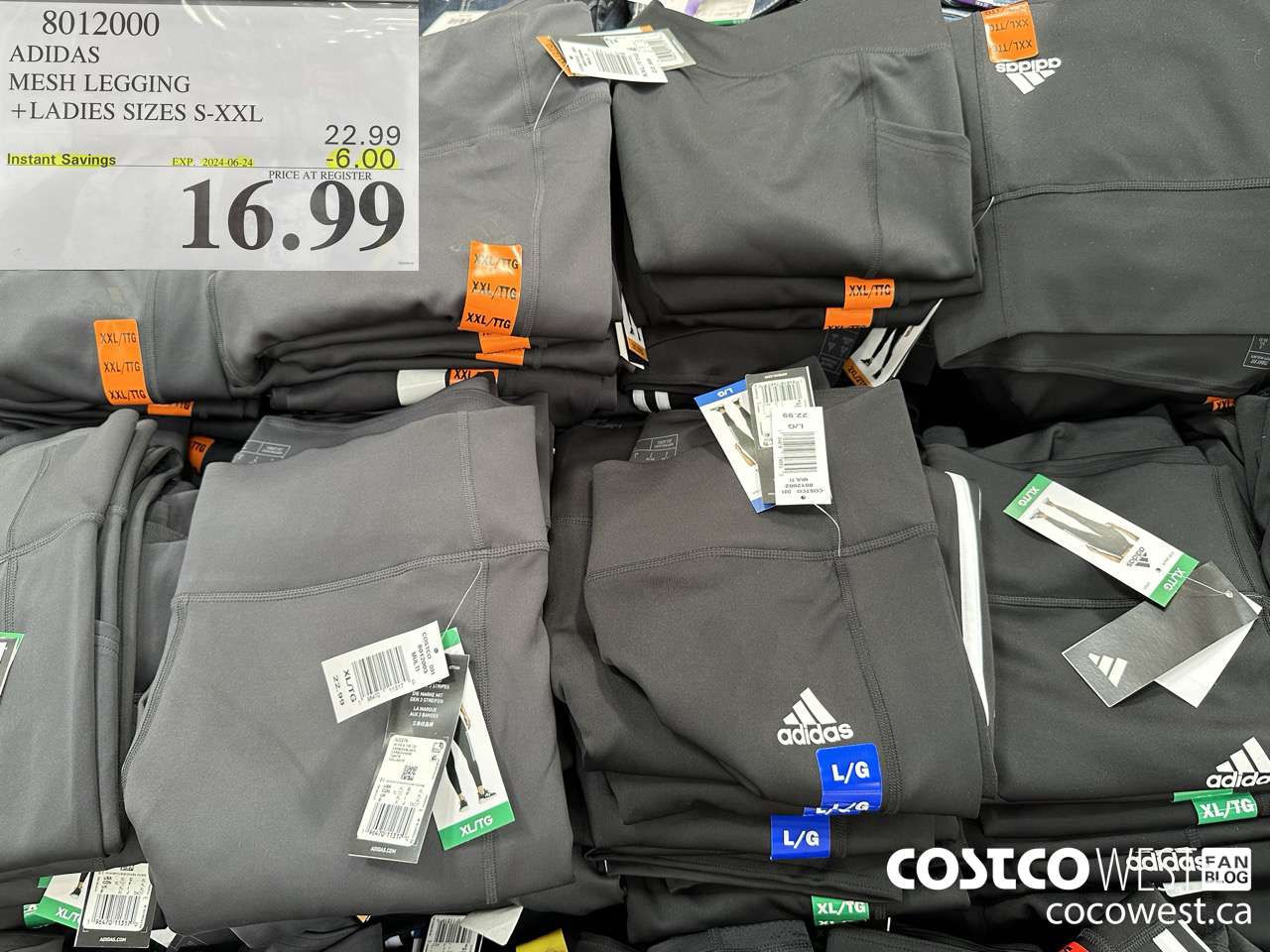 8012000 ADIDAS MESH LEGGING LADIES SIZES S-XXL ($6.00 INSTANT SAVINGS EXPIRES ON 2024-06-24) $16.99