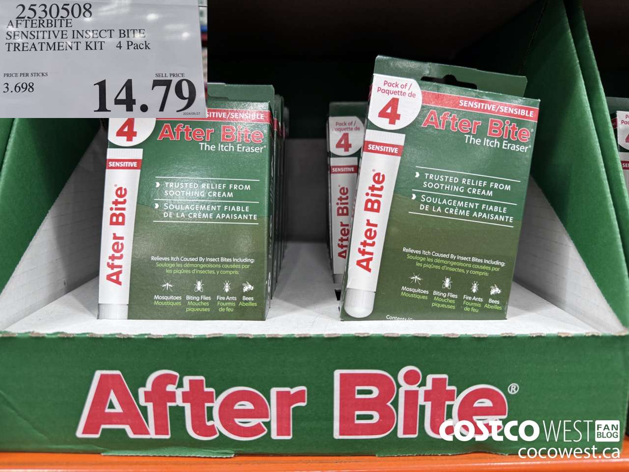 2530508 AFTERBITE SENSITIVE INSECT BITE TREATMENT KIT 4 PACK $14.79