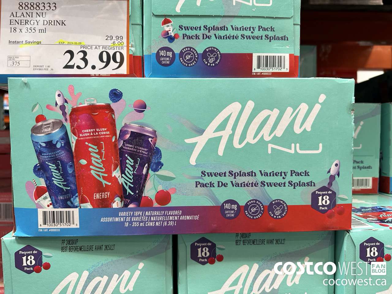 8888333 ALANI NU ENERGY DRINK 18 X 355ML ($6.00 INSTANT SAVINGS EXPIRES ON 2024-06-09) $23.99