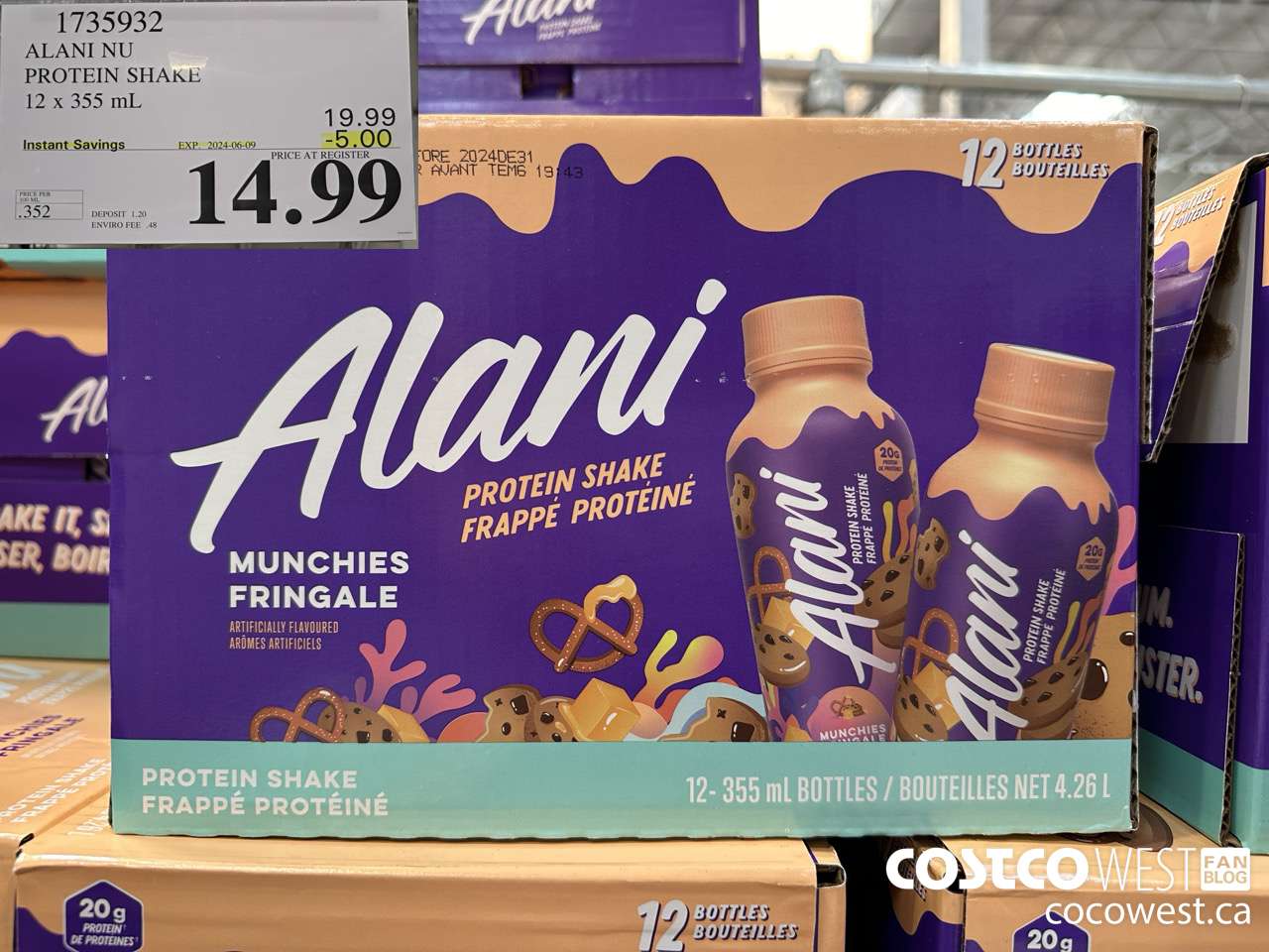 1735932 ALANI NU PROTEIN SHAKE 12 X 355ML ($5.00 INSTANT SAVINGS EXPIRES ON 2024-06-09) $14.99
