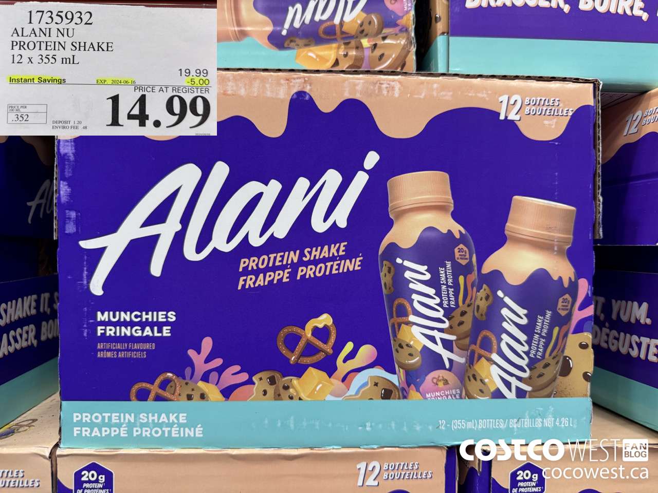1735932 ALANI NU PROTEIN SHAKE 12 X 355ML ($5.00 INSTANT SAVINGS EXPIRES ON 2024-06-16) $14.99