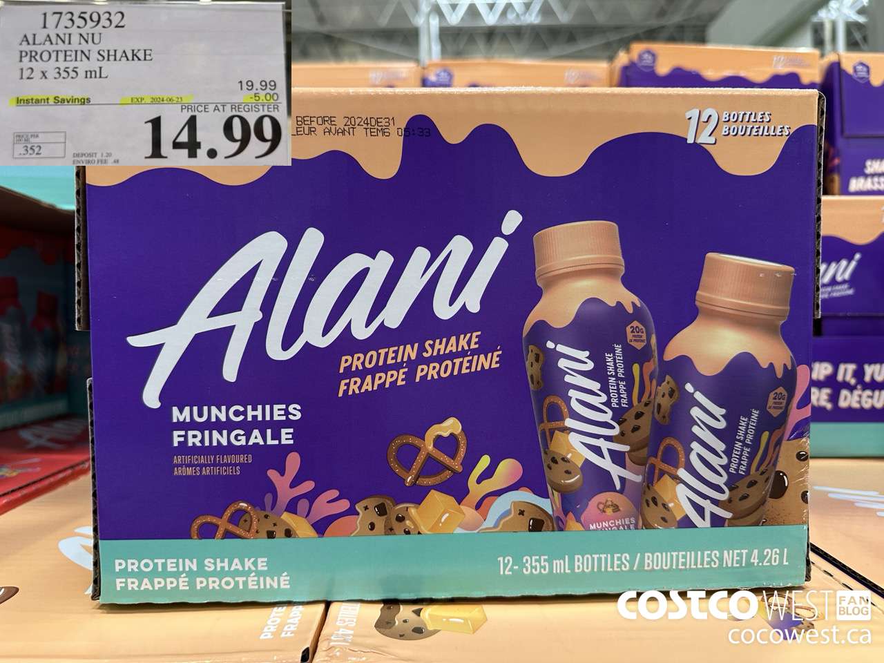 1735932 ALANI NU PROTEIN SHAKE 12 X 355ML ($5.00 INSTANT SAVINGS EXPIRES ON 2024-06-23) $14.99