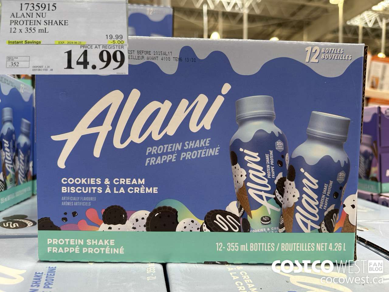 1735915 ALANI NU PROTEIN SHAKE 12 X 355ML ($5.00 INSTANT SAVINGS EXPIRES ON 2024-06-23) $14.99