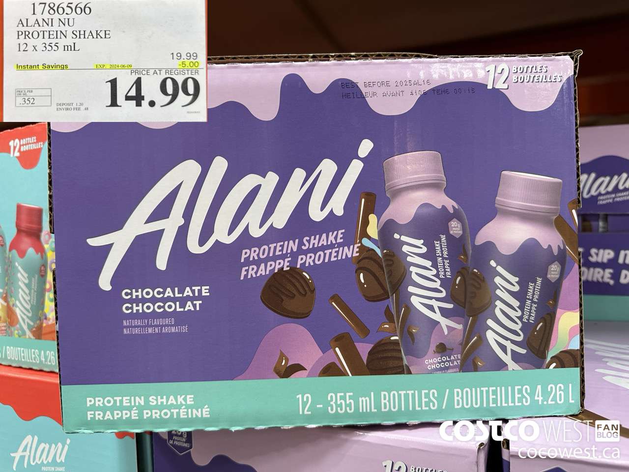 1786566 ALANI NU PROTEIN SHAKE 12 x 355 ML ($5.00 INSTANT SAVINGS EXPIRES ON 2024-06-09) $14.99