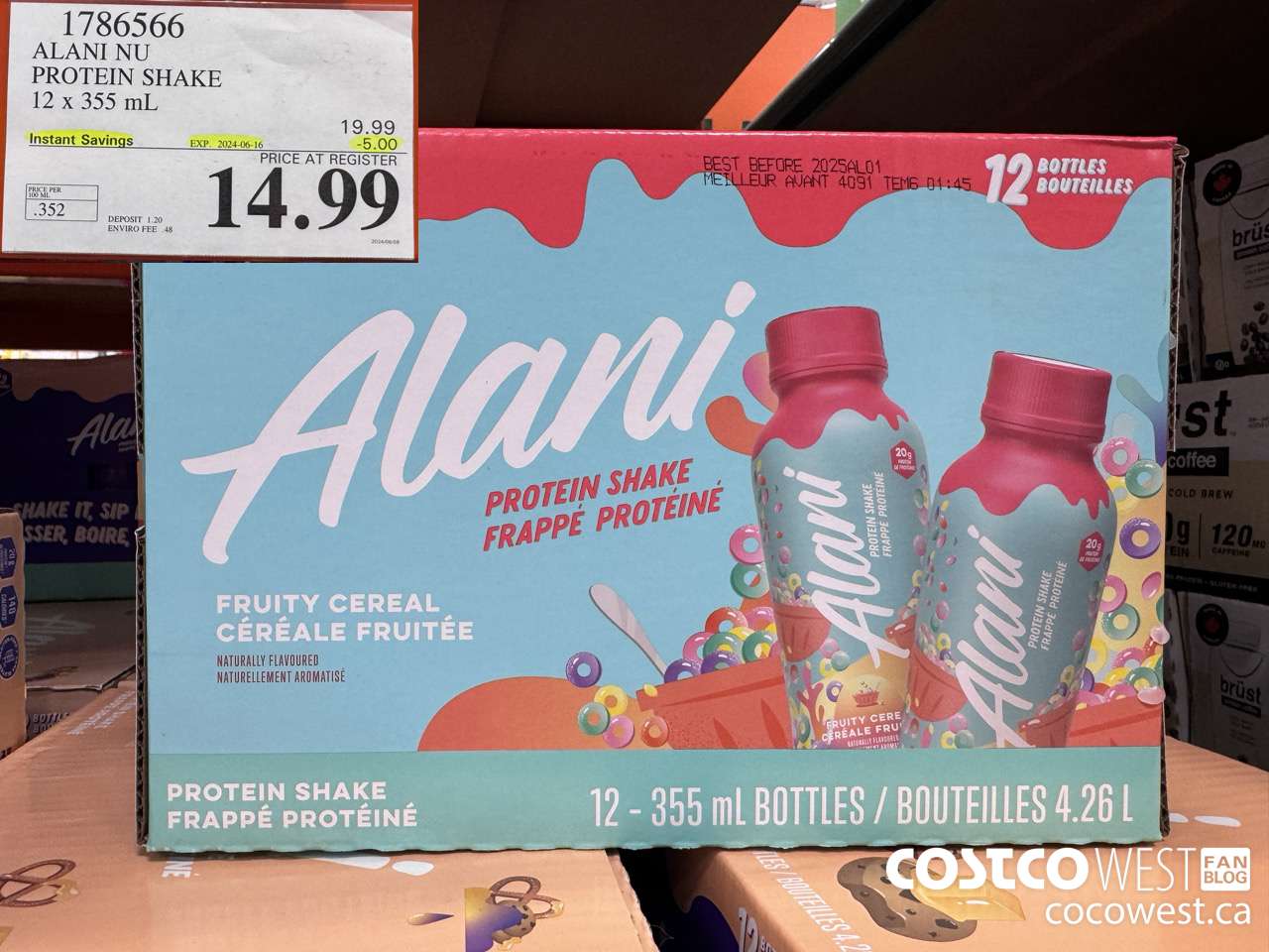 1786566 ALANI NU PROTEIN SHAKE 12 x 355 ML ($5.00 INSTANT SAVINGS EXPIRES ON 2024-06-16) $14.99